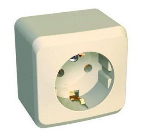 Этюд Кремовый О/У Розетка с заземлением без шторок  PA16-003K  SE