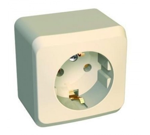 Этюд Кремовый О/У Розетка с заземлением без шторок  PA16-003K  SE