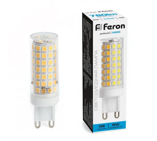 Лампа светодиодная, (9W) 230V G9 6400K JCD, LB-434  38148  FERON