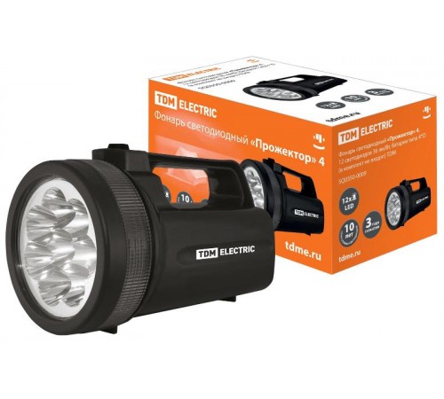 Фонарь прожекторный  12хLED 4хD, батареи в комплект не входят  SQ0350-0009  TDM