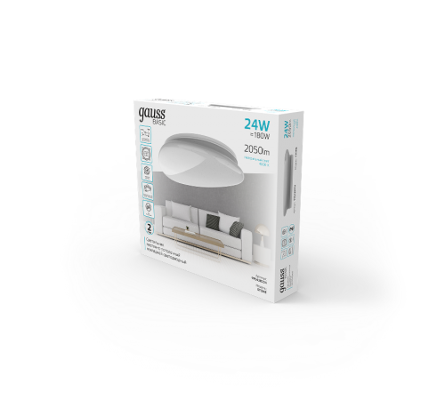 Светильник светодиодный бытовой Basic Space Stone НПС 24W 2050lm 4000K 220-240V IP20 370*340*90 LED 1/20  995438224  Gauss