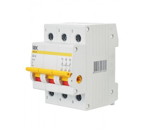 Выключатель нагрузки модульный (мини-рубильник) ВН-32 3Р 63А  MNV10-3-063  IEK