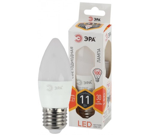 Лампа светодиодная LED B35-11W-827-E27  Б0032981  ЭРА