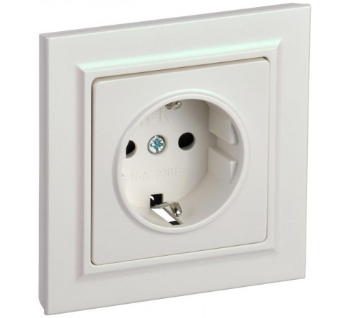 BRITE Розетка с заземлением со шторками 16А в сборе РСР14-1-0-БрЖ жемчуг  BR-R14-16-K36-F  IEK
