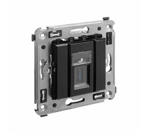 USB 3.0 розетка одинарная в стену, тип А-А, "Avanti", "Черный квадрат"  4402303  DKC