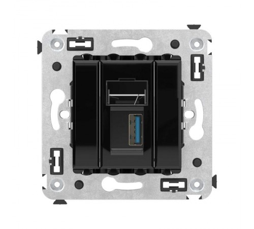USB 3.0 розетка одинарная в стену, тип А-А, "Avanti", "Черный квадрат"  4402303  DKC