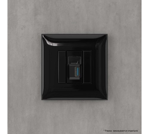 USB 3.0 розетка одинарная в стену, тип А-А, "Avanti", "Черный квадрат"  4402303  DKC