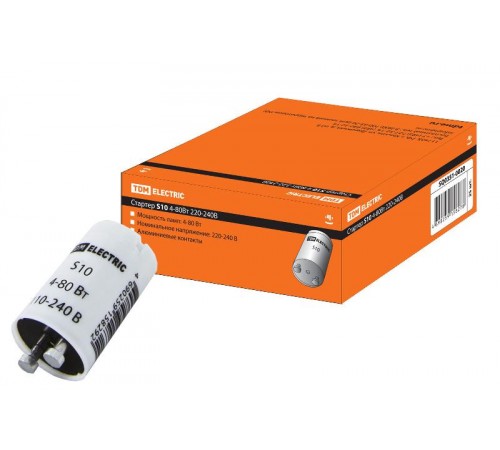 Стартер S10 4-80Вт 220-240В алюм. контакты   SQ0351-0020  TDM
