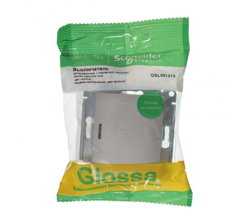 Glossa Платина Выключатель 1-клавишный с подсветкой, сх.1а, 10AX  GSL001213  SE