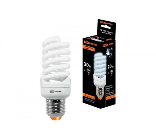 Лампа энергосберегающая КЛЛ-FSТ2-20 Вт-4000 К-Е27 КОМПАКТ (41х108 мм)  SQ0323-0193  TDM