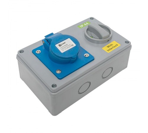 Розетка с блокировкой и выключателем 1413 2Р+РЕ 16А 220В IP44 EKF  ps-1413-16-220  EKF