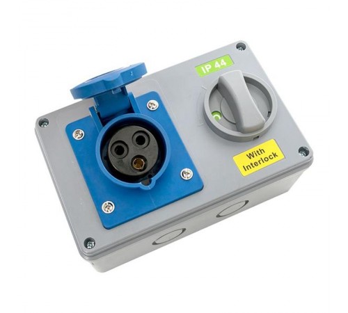 Розетка с блокировкой и выключателем 1413 2Р+РЕ 16А 220В IP44 EKF  ps-1413-16-220  EKF