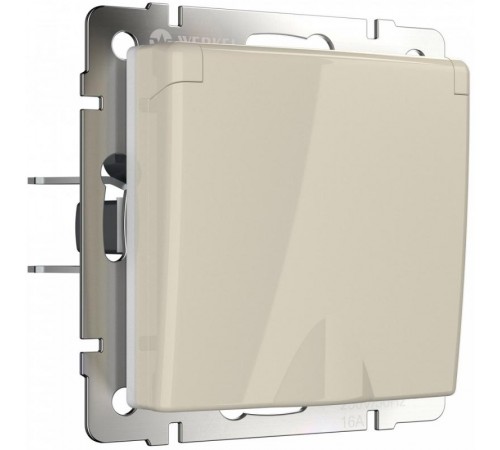 W1171203/ Электроустановочные изделия - Розетка влагозащ. с зазем. с защит. крышкой и шторками (слоновая кость)  a051491  Werkel