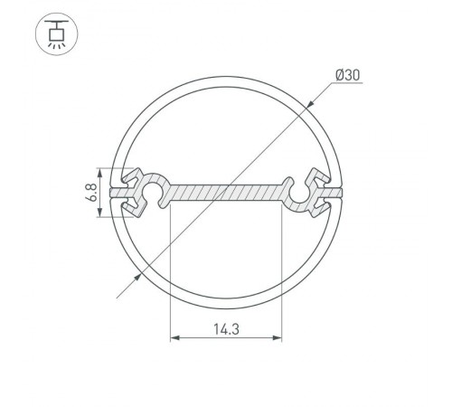Профиль ROUND-D30-DUAL-2000 ANOD  029114  Arlight