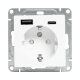 Механизм розетки с USB-A+С - 2шт, 16А, с заземлением, со шторками, белый Эпика  UP1-SOW-111-USBA+USBC  EKF