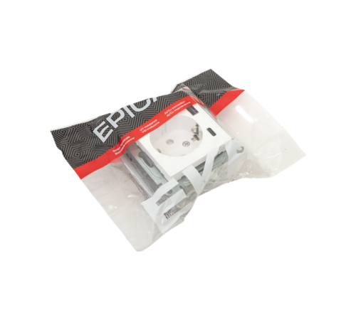 Механизм розетки с USB-A+С - 2шт, 16А, с заземлением, со шторками, белый Эпика  UP1-SOW-111-USBA+USBC  EKF