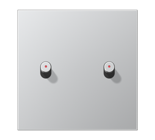 Центральная плата, 1 пост, 2 тумблера, цилиндр c окошком; металл; алюминий; серия LS  AL12-5KOR0  Jung