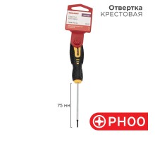 Отвертка крестовая PH 00х75 мм, двухкомпонентная рукоятка  12-6401  REXANT