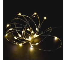 Гирлянда светодиодная роса 2м 20WW IP20 прозрачный шнур 0,3м пит от батареек 2AA  LGDB500-1-020-02-T-B-20  IEK