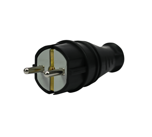 Вилка 2К+З прямая каучуковая 16А/250В IP44 Чёрная MultiSet  MST4001BK  SE