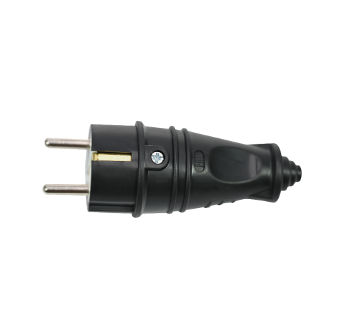 Вилка 2К+З прямая каучуковая 16А/250В IP44 Чёрная MultiSet  MST4001BK  SE