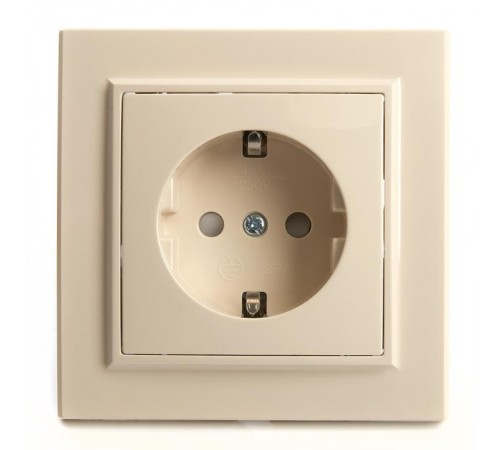 PST16-9010-02 Розетка 1-местная с/з, 250В, 16А, серия Эрна, слоновая кость  39236  STEKKER