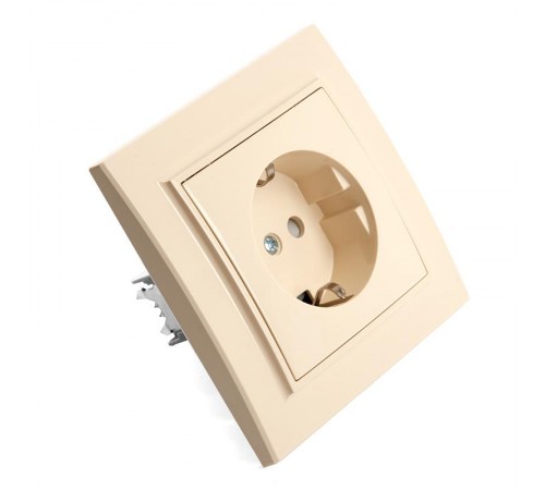 PST16-9010-02 Розетка 1-местная с/з, 250В, 16А, серия Эрна, слоновая кость  39236  STEKKER