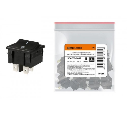 Клавишный переключатель MRS-201 черный 2 положения 2з  SQ0703-0047  TDM