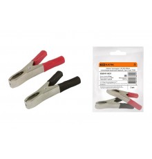 Зажим "крокодил" ЗК 50А 98мм в изоляции красный/черный (1шт+1шт)  SQ0541-0031  TDM