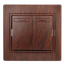 1-105-10 Intro Выключатель двойной с подсветкой, 10А-250В, IP20, СУ, Plano, венге  Б0030048  Intro