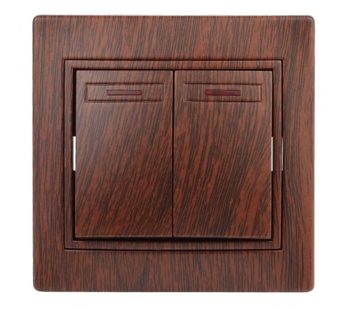 1-105-10 Intro Выключатель двойной с подсветкой, 10А-250В, IP20, СУ, Plano, венге  Б0030048  Intro