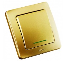 Выключатель скрытой установки, одноклавишный, с индикацией, цвет золото  ВС10-312-07  HEGEL