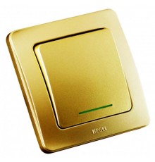 Выключатель скрытой установки, одноклавишный, с индикацией, цвет золото  ВС10-312-07  HEGEL