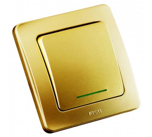 Выключатель скрытой установки, одноклавишный, с индикацией, цвет золото  ВС10-312-07  HEGEL