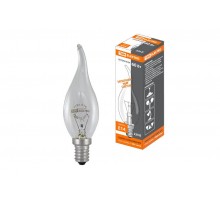 Лампа накаливания ЛОН 60Вт E14 230В свеча на ветру прозрачная  SQ0332-0016  TDM