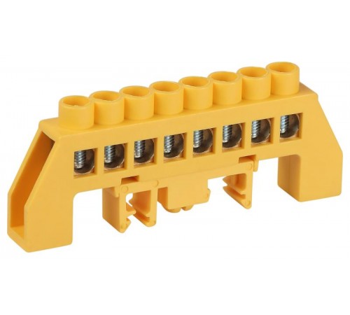 Шина  NO-224-116 PE земля в комбинированном изоляторе на DIN-рейку ШНИ-8х12-8-Д-желтый  Б0062970  ЭРА