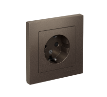 AtlasDesign Мокко Розетка с заземлением со шторками, 16А, (в сборе с рамкой)  ATN000644  SE
