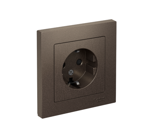 AtlasDesign Мокко Розетка с заземлением со шторками, 16А, (в сборе с рамкой)  ATN000644  SE