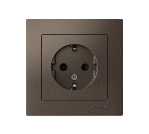 AtlasDesign Мокко Розетка с заземлением со шторками, 16А, (в сборе с рамкой)  ATN000644  SE