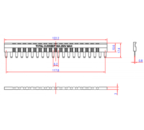 Соеденительная шина для разъемов rms-23 20 голубая 32 А красная EKF AVERE  rms-23-busbar  EKF