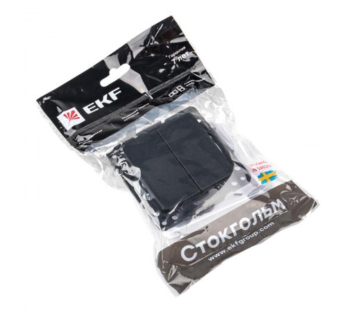 Стокгольм Механизм Выключателя 2-кл. проходного 10А черный PROxima  EZV10-027-10  EKF