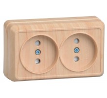 ОКТАВА сосна Розетка 2-местная О/У б/з со шторками 10А РСш22-2-ОС  ERO23-K03-10-DC  GENERICA