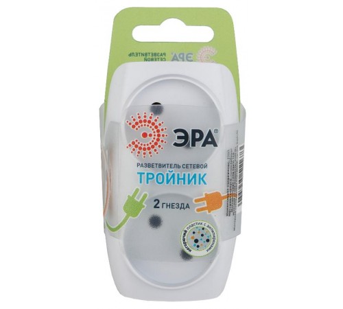 Тройник SP-2-W  2гн, без заземл. (белый) (10/60/1500) C0045520  ЭРА