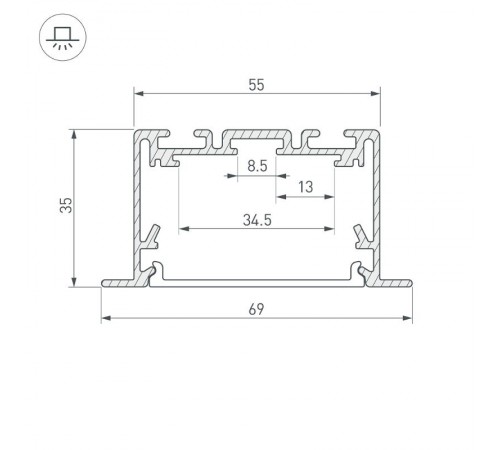 Профиль S2-LINIA69-F-2500 SEAMLESS BLACK (Arlight, Алюминий)  033534  Arlight