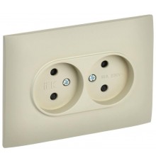SKANDY Розетка 2-местная без з/к с з/ш 10А сб. SK-R09B бежевый  SK-R23-10-K10-F  IEK