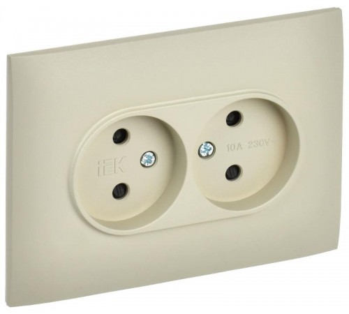 SKANDY Розетка 2-местная без з/к с з/ш 10А сб. SK-R09B бежевый  SK-R23-10-K10-F  IEK