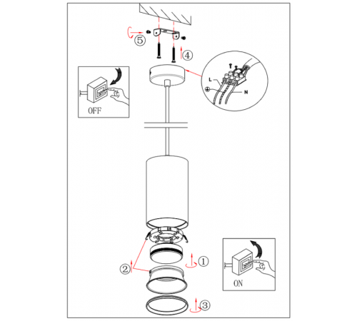 Светильник подвесной подсветка PL12 GX53 BK/SL под лампу GX53, алюминий, цвет черный+серебро (18  Б0048544  ЭРА