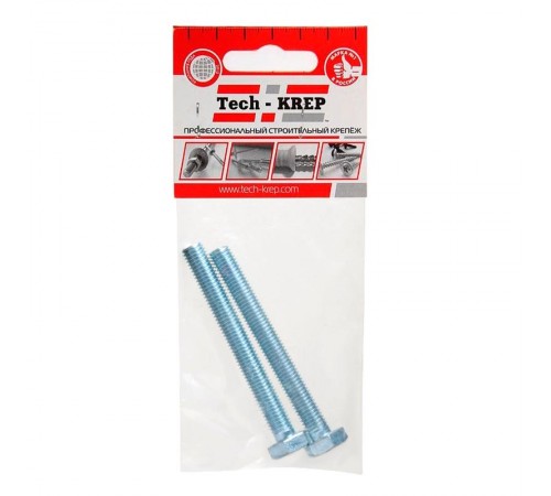 Болт DIN933 с шестигранной головкой оцинк. М10х80 (2 шт) - пакет ( 0,104 кг)  126523  Tech-KREP
