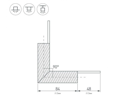 Угол PLS-LOCK-H25-L90N внутренний (с экраном MAT-L)  026135  Arlight