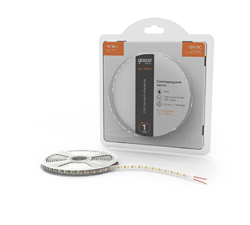 Лента светодиодная Basic LED 5050/60 12V 10W/m 700lm/m 3000K 10mm IP65 5m 1/100  BT051  Gauss